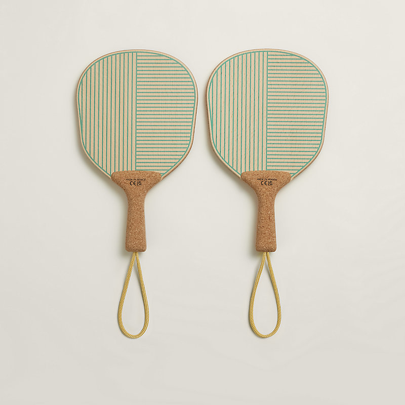 Les Cabanes set of 2 beach rackets - Green | Hermès USA